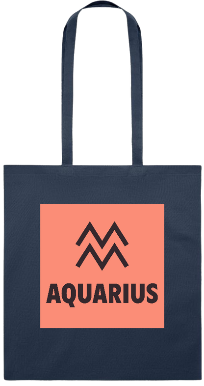 Zodiac Aquarius Design - Premium colored cotton tote bag_FRENCH NAVY_front