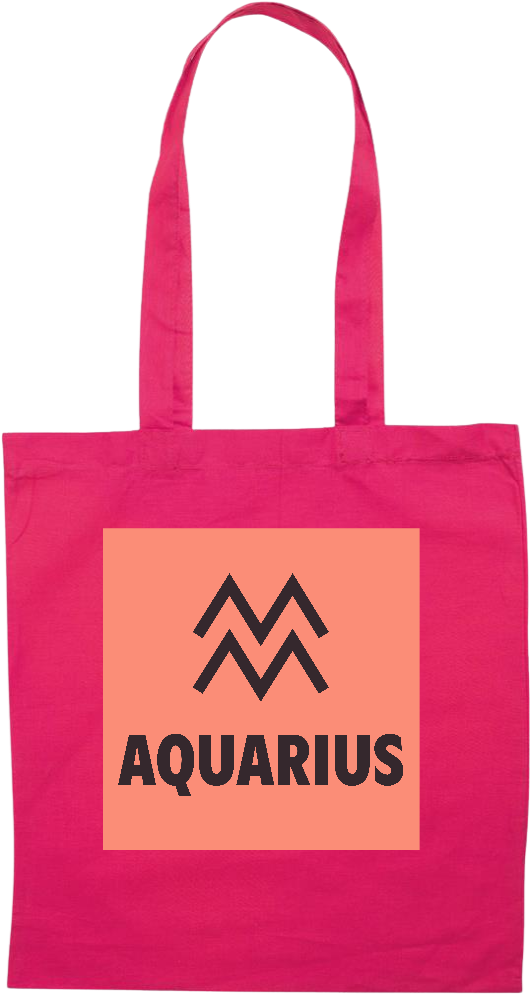 Zodiac Aquarius Design - Premium colored cotton tote bag_FUCHSIA_front