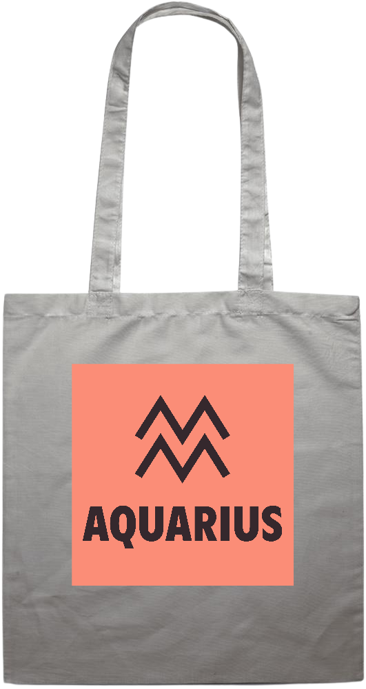 Zodiac Aquarius Design - Premium colored cotton tote bag_GREY_front