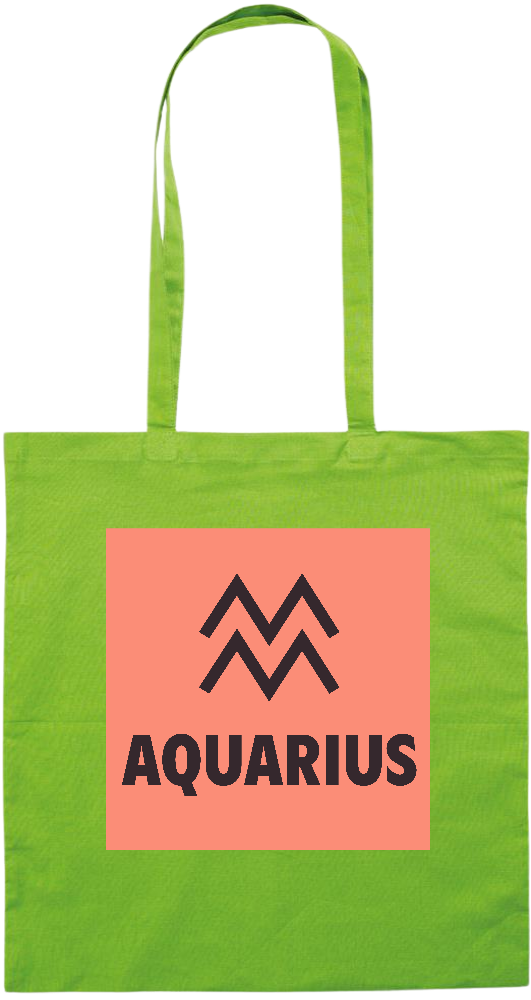 Zodiac Aquarius Design - Premium colored cotton tote bag_LIME_front