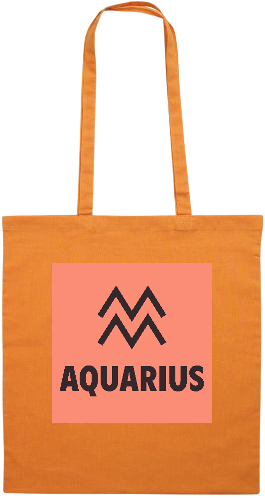 Zodiac Aquarius Design - Premium colored cotton tote bag_ORANGE_front