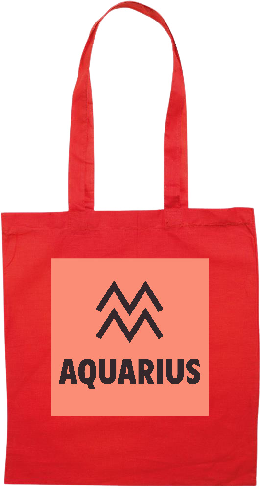 Zodiac Aquarius Design - Premium colored cotton tote bag_RED_front