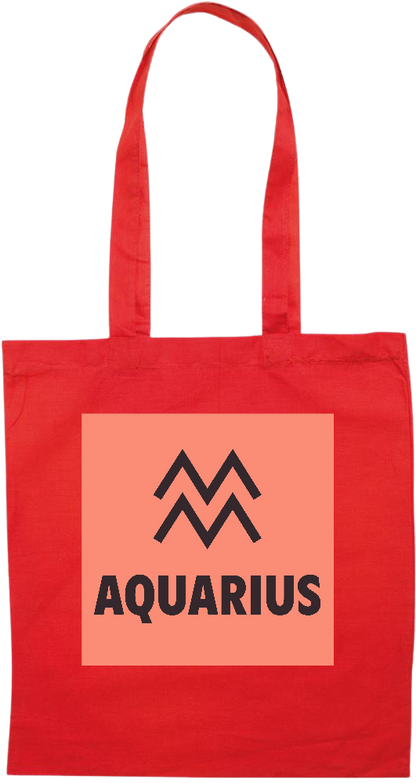 Zodiac Aquarius Design - Premium colored cotton tote bag_RED_front