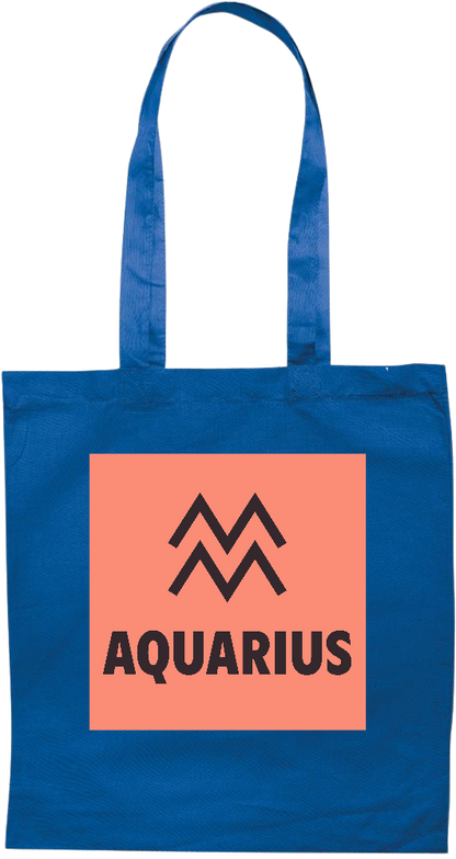 Zodiac Aquarius Design - Premium colored cotton tote bag_ROYAL BLUE_front