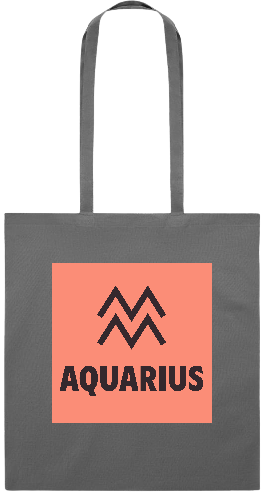 Zodiac Aquarius Design - Premium colored cotton tote bag_STONE GREY_front