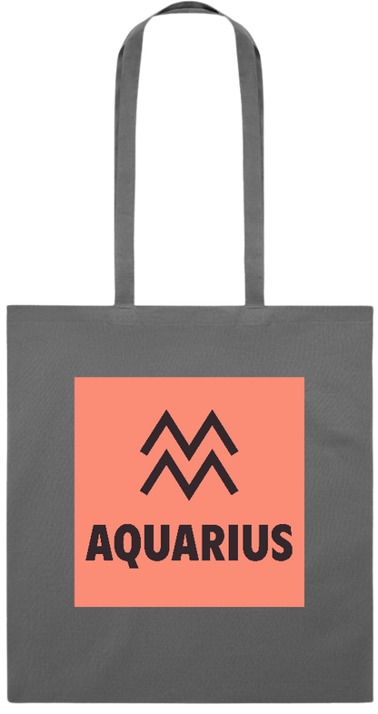 Zodiac Aquarius Design - Premium colored cotton tote bag_STONE GREY_front