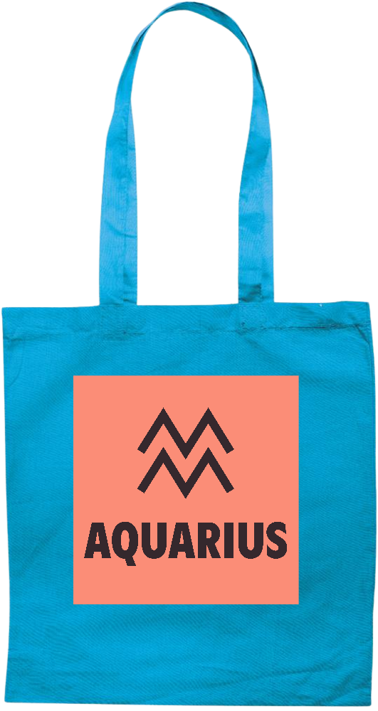 Zodiac Aquarius Design - Premium colored cotton tote bag_TURQUOISE_front