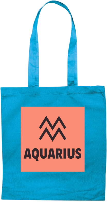 Zodiac Aquarius Design - Premium colored cotton tote bag_TURQUOISE_front