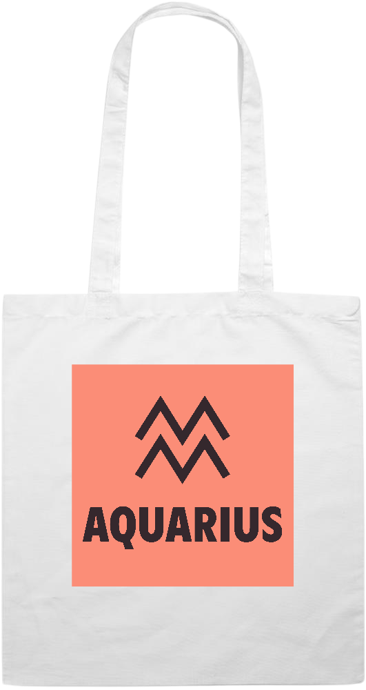 Zodiac Aquarius Design - Premium colored cotton tote bag_WHITE_front