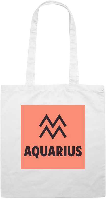 Zodiac Aquarius Design - Premium colored cotton tote bag_WHITE_front