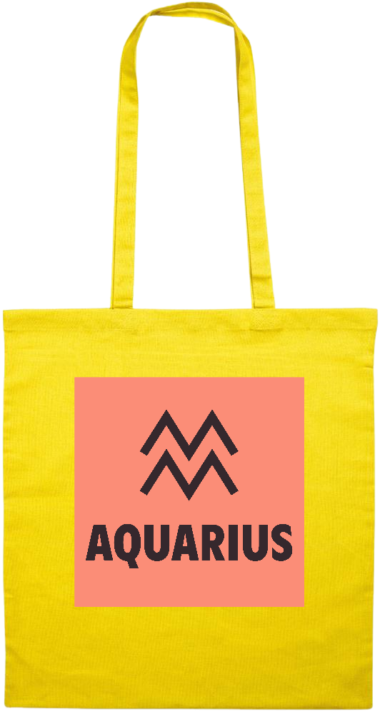 Zodiac Aquarius Design - Premium colored cotton tote bag_YELLOW_front