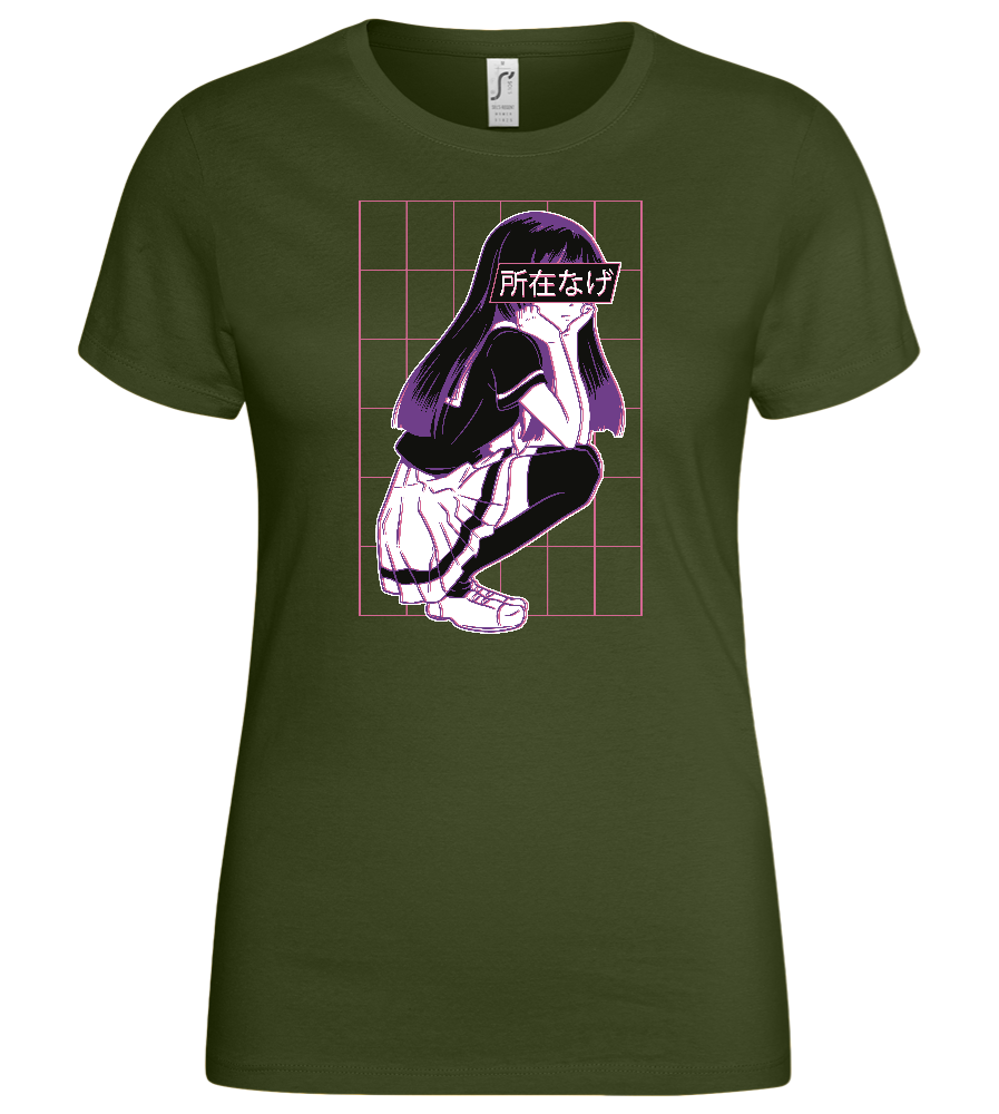 Bored School Girl Design - Basic women's t-shirt_ARMY_front