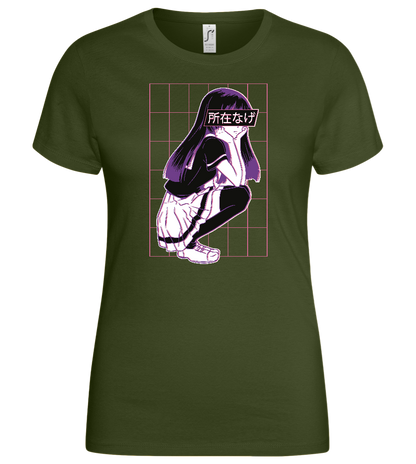 Bored School Girl Design - Basic women's t-shirt_ARMY_front