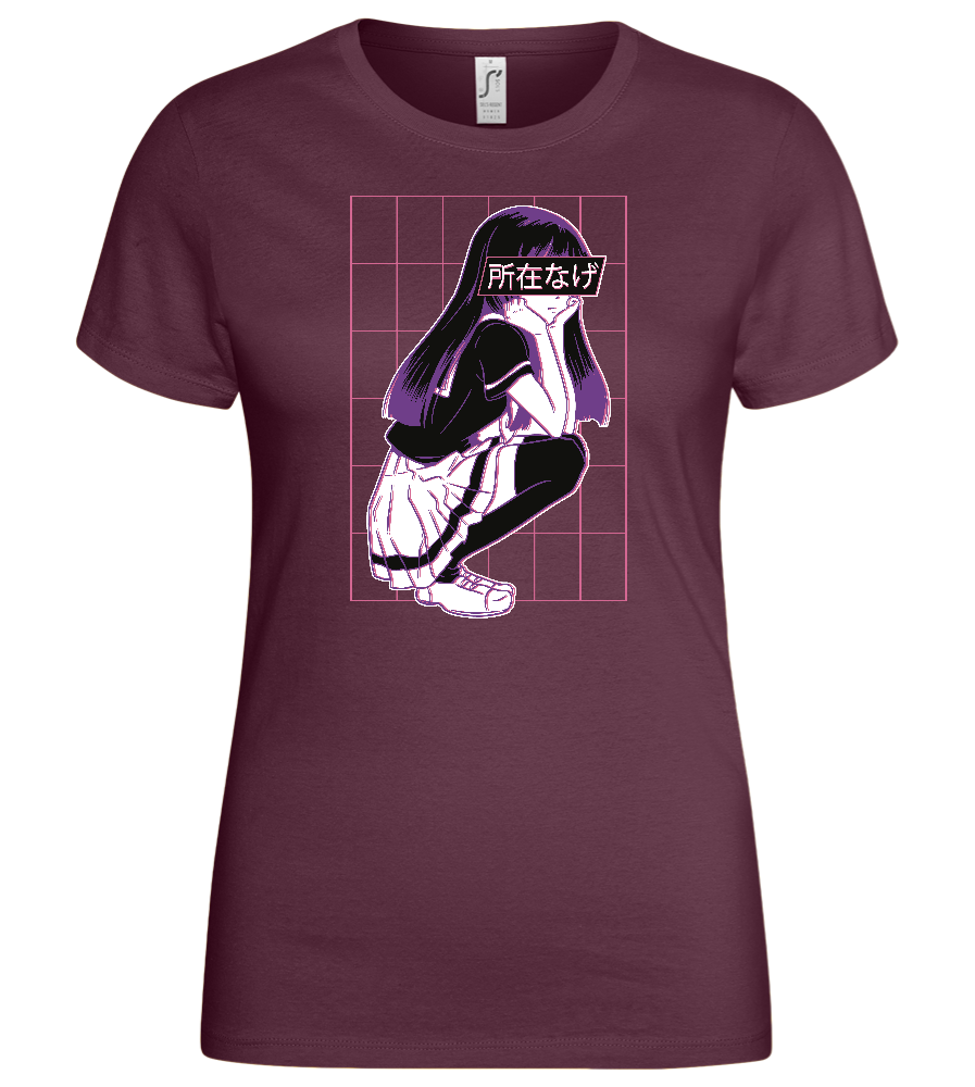 Bored School Girl Design - Basic women's t-shirt_BORDEAUX_front