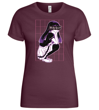 Bored School Girl Design - Basic women's t-shirt_BORDEAUX_front