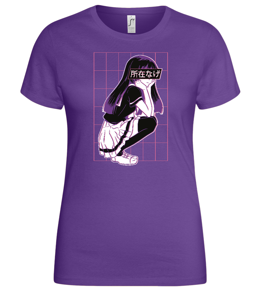 Bored School Girl Design - Basic women's t-shirt_DARK PURPLE_front