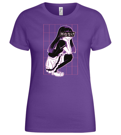 Bored School Girl Design - Basic women's t-shirt_DARK PURPLE_front