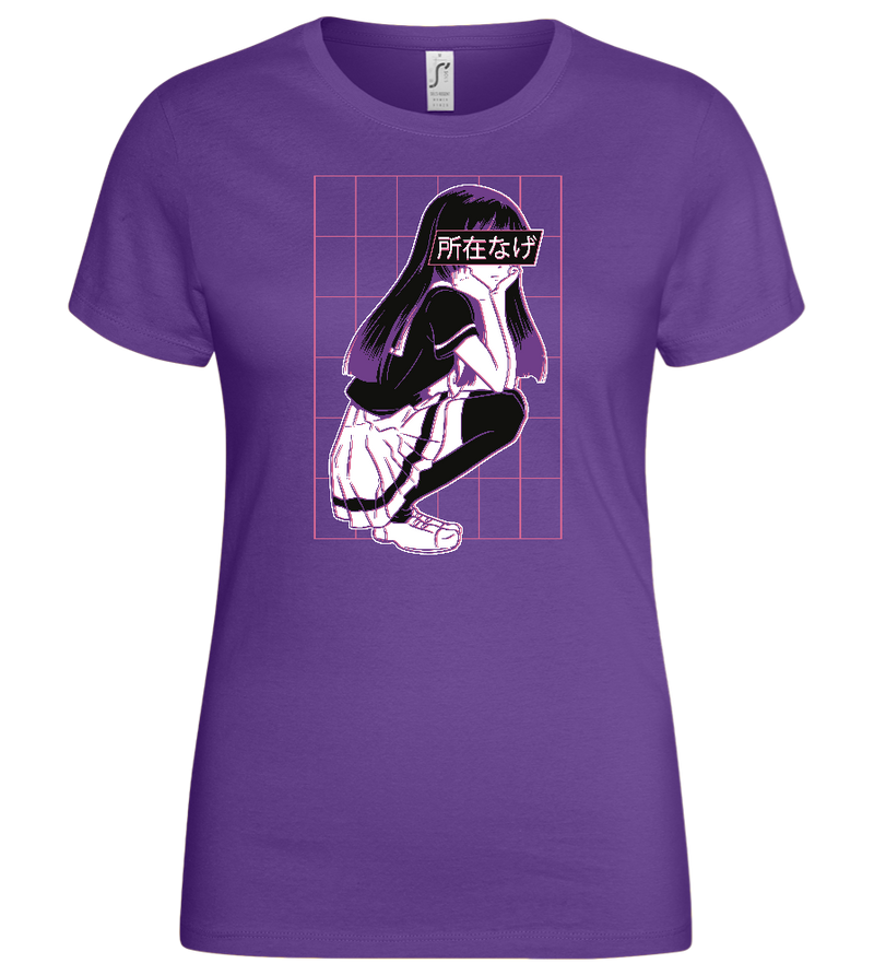 Bored School Girl Design - Basic women's t-shirt_DARK PURPLE_front