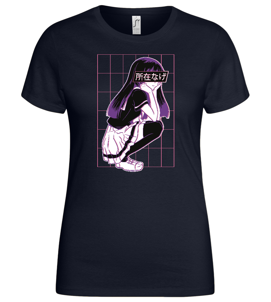 Bored School Girl Design - Basic women's t-shirt_FRENCH NAVY_front