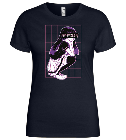 Bored School Girl Design - Basic women's t-shirt_FRENCH NAVY_front