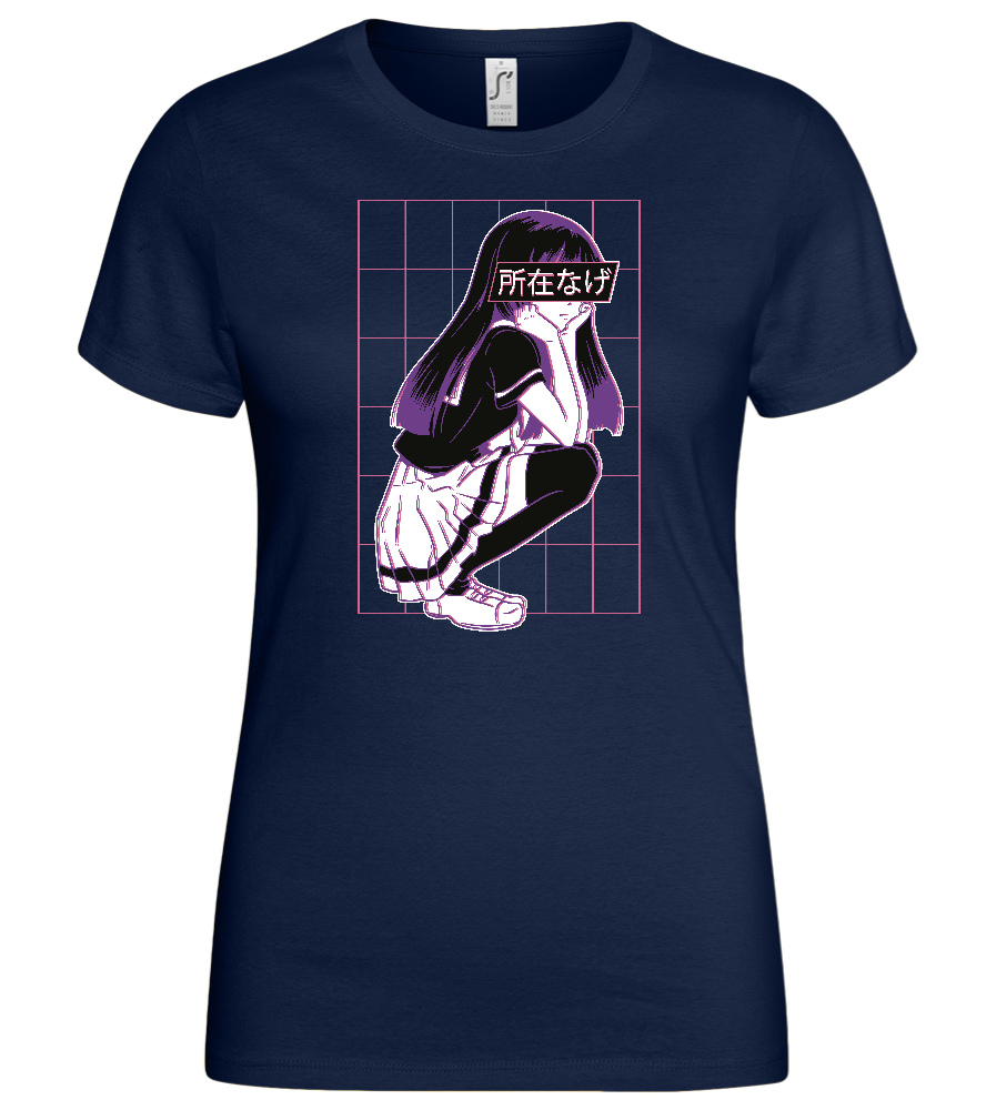 Bored School Girl Design - Basic women's t-shirt_MARINE_front