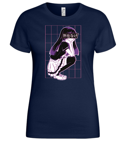 Bored School Girl Design - Basic women's t-shirt_MARINE_front