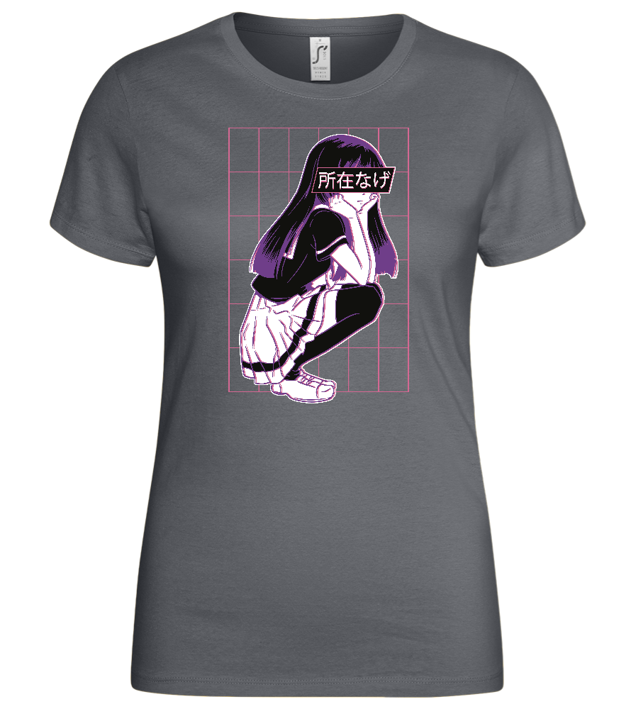 Bored School Girl Design - Basic women's t-shirt_MOUSE GREY_front