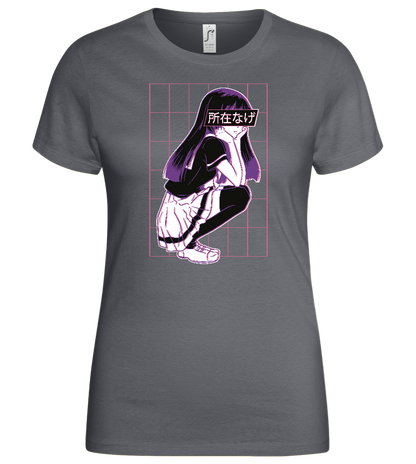 Bored School Girl Design - Basic women's t-shirt_MOUSE GREY_front