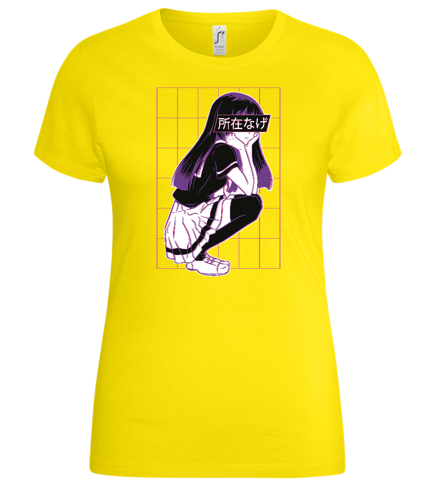 Bored School Girl Design - Basic women's t-shirt_YELLOW_front