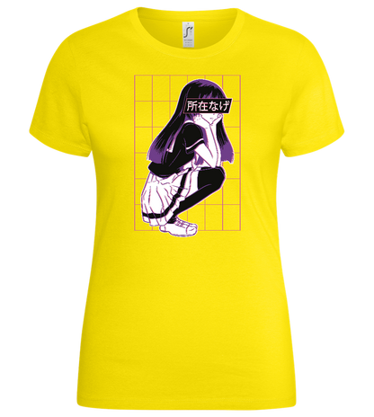 Bored School Girl Design - Basic women's t-shirt_YELLOW_front