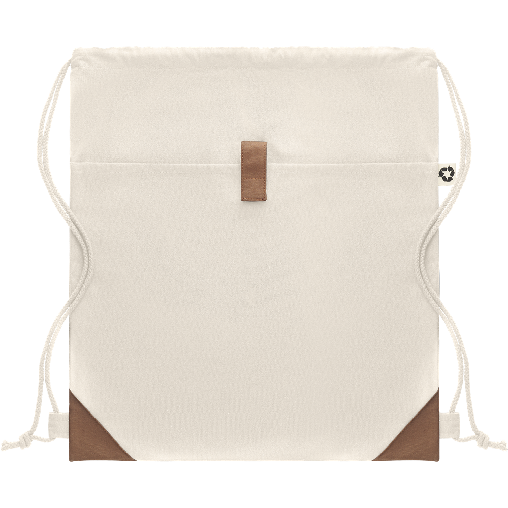 Recycled Cotton Drawstring Bag_BEIGE_front