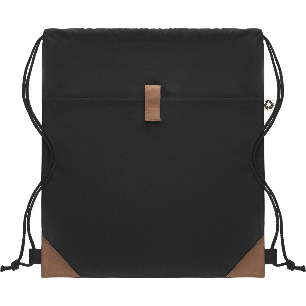 Recycled Cotton Drawstring Bag_BLACK_front