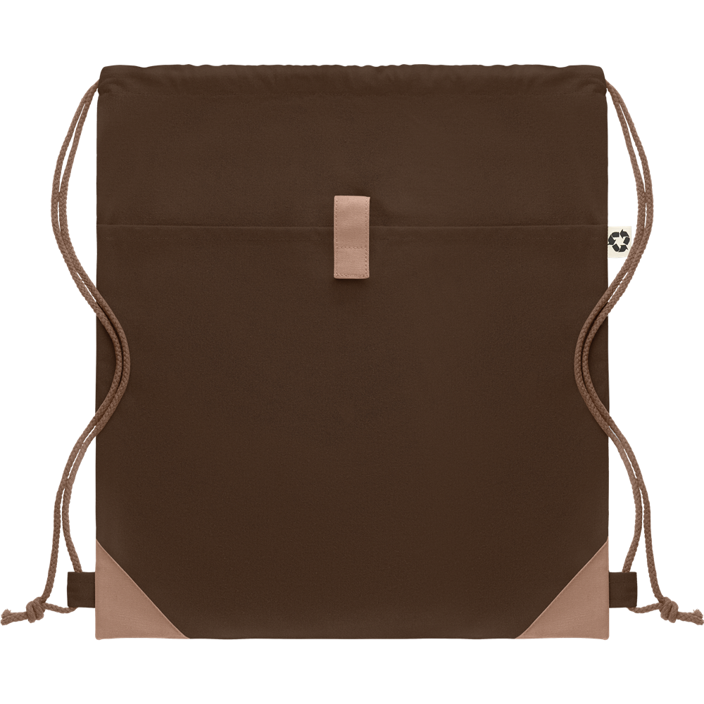 Recycled Cotton Drawstring Bag_CHOCOLATE_front