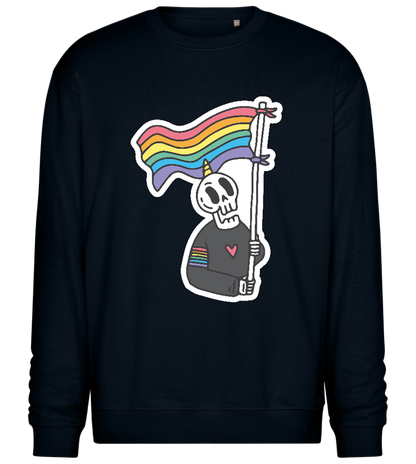 Skeleton Rainbow Flag Design - Comfort Essential Unisex Sweater_BLACK_front