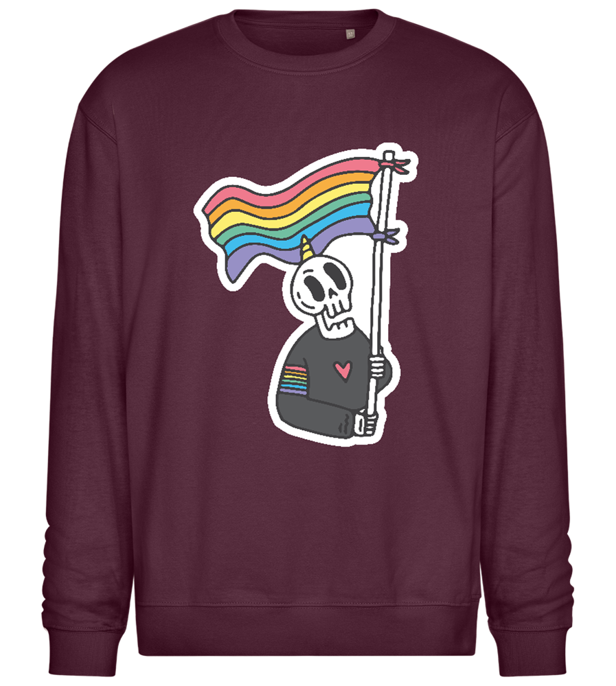 Skeleton Rainbow Flag Design - Comfort Essential Unisex Sweater_BORDEAUX_front