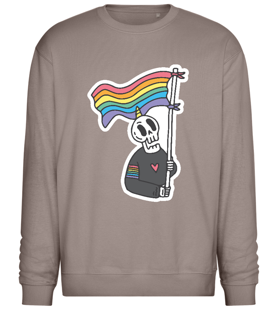 Skeleton Rainbow Flag Design - Comfort Essential Unisex Sweater_CHARCOAL CHIN_front