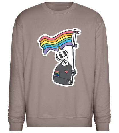 Skeleton Rainbow Flag Design - Comfort Essential Unisex Sweater_CHARCOAL CHIN_front