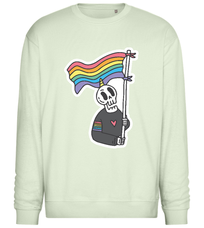 Skeleton Rainbow Flag Design - Comfort Essential Unisex Sweater_CREAMY GREEN_front