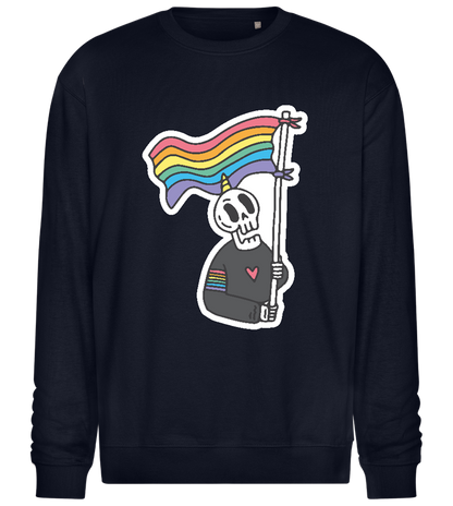 Skeleton Rainbow Flag Design - Comfort Essential Unisex Sweater_FRENCH NAVY_front