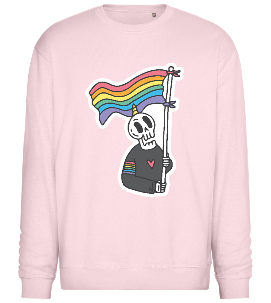 Skeleton Rainbow Flag Design - Comfort Essential Unisex Sweater_LIGHT PEACH ROSE_front