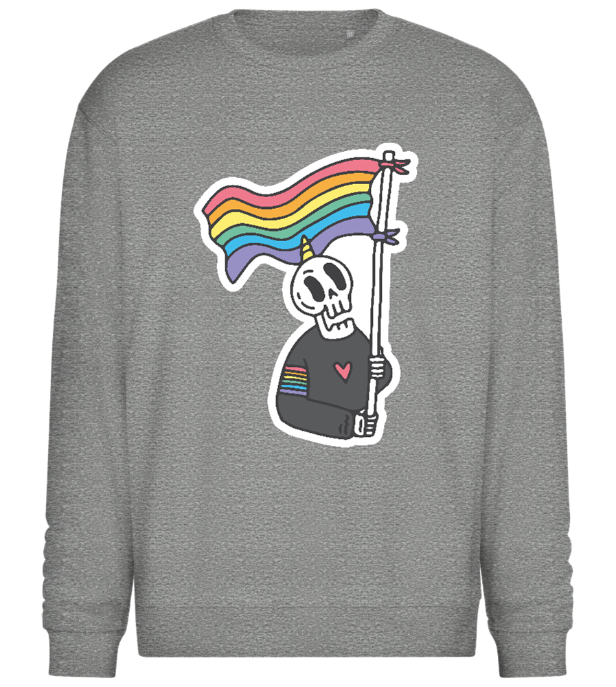 Skeleton Rainbow Flag Design - Comfort Essential Unisex Sweater_ORION GREY II_front