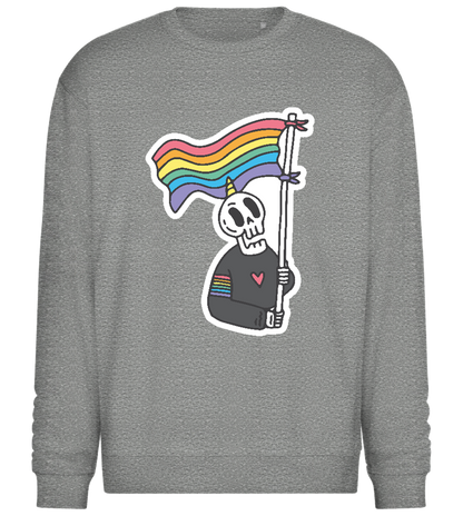 Skeleton Rainbow Flag Design - Comfort Essential Unisex Sweater_ORION GREY II_front