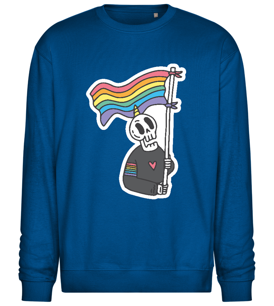 Skeleton Rainbow Flag Design - Comfort Essential Unisex Sweater_ROYAL_front