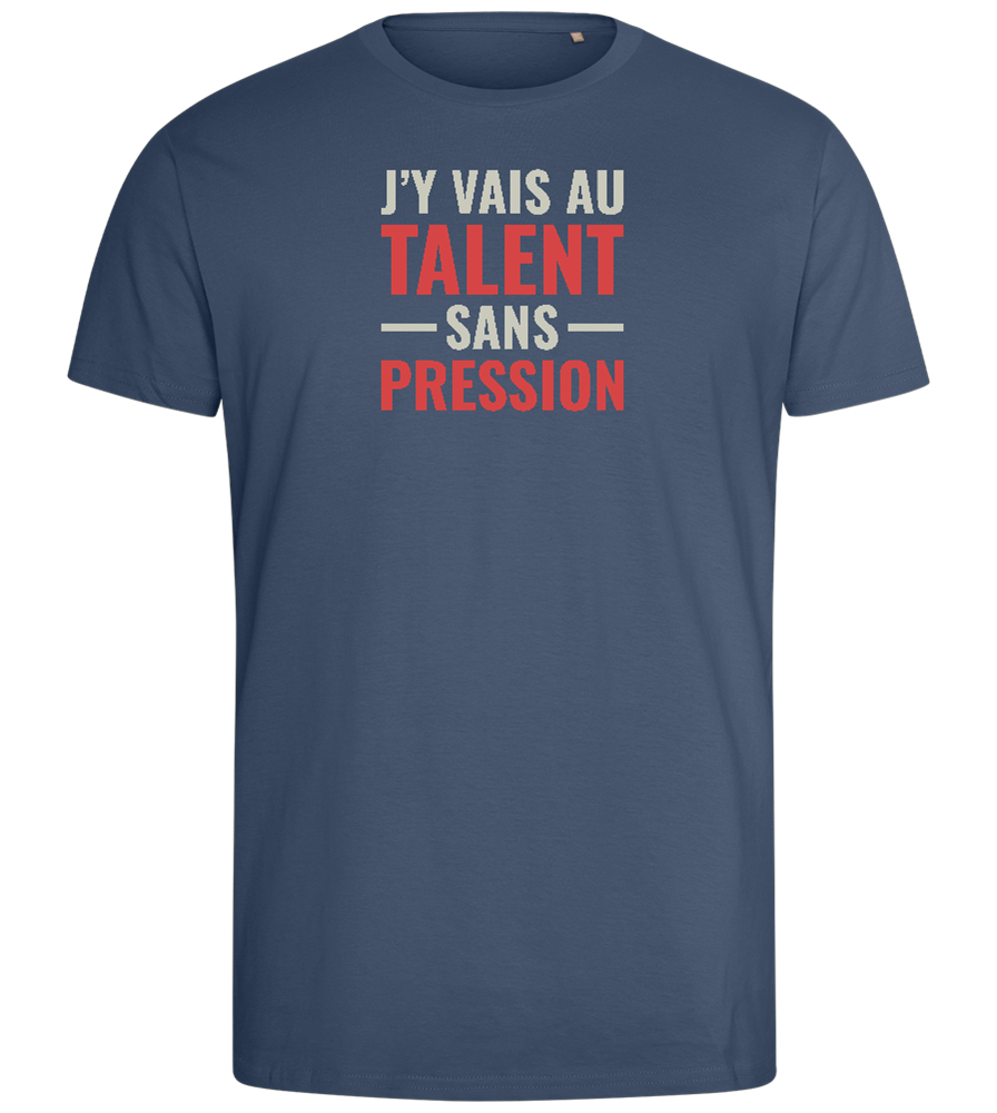 J'y Vais au Talent Sans Pression Design - Comfort men's fitted t-shirt_DENIM_front