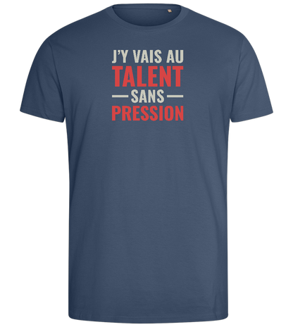 J'y Vais au Talent Sans Pression Design - Comfort men's fitted t-shirt_DENIM_front