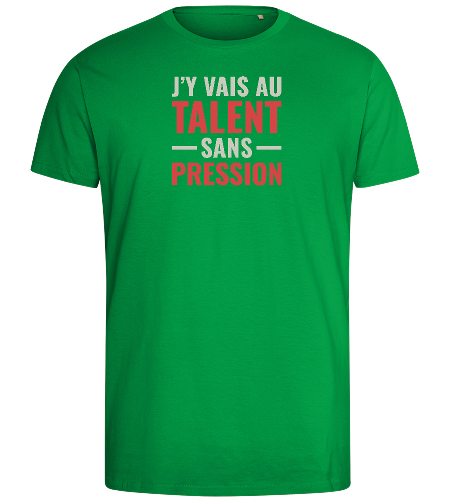 J'y Vais au Talent Sans Pression Design - Comfort men's fitted t-shirt_MEADOW GREEN_front