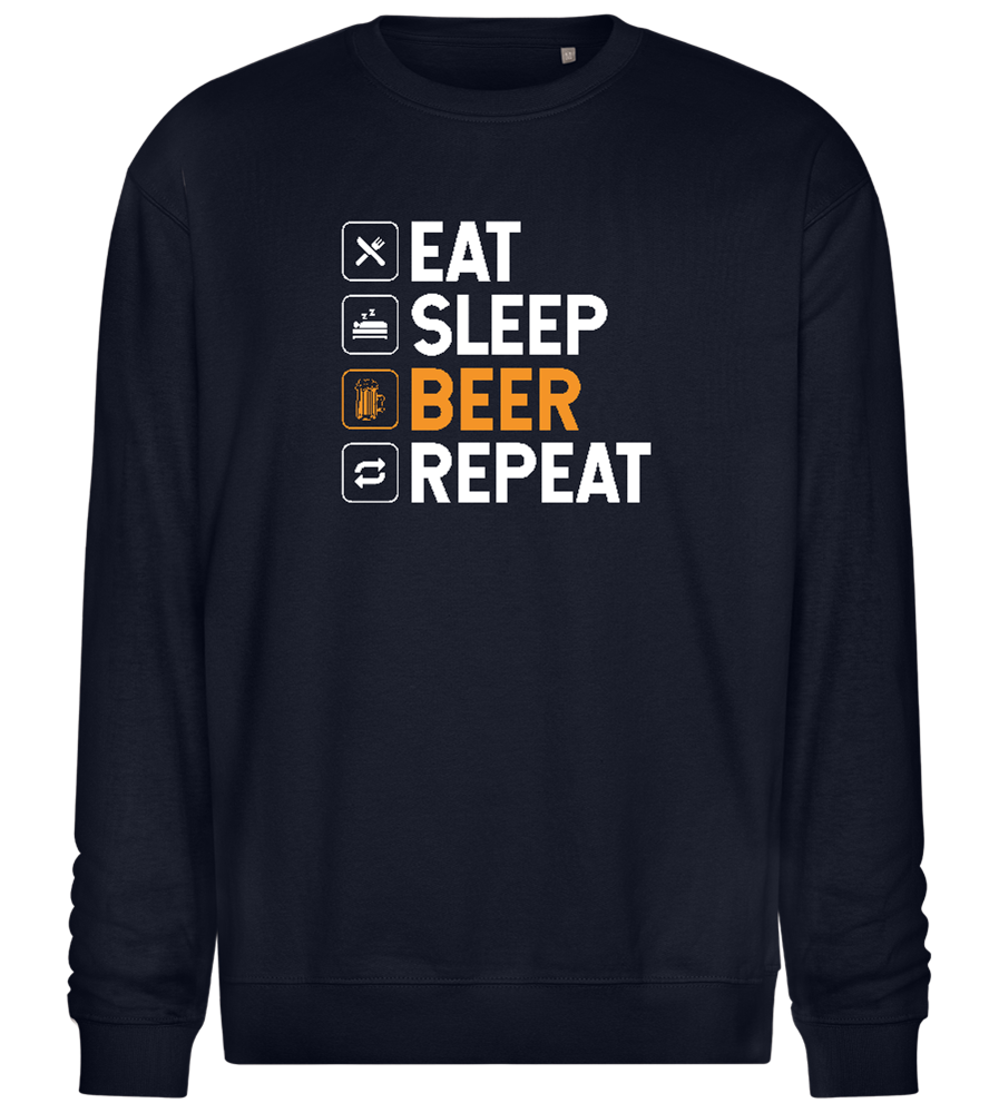 Sleep Beer Repeat Design - Comfort Essential Unisex Sweater_FRENCH NAVY_front