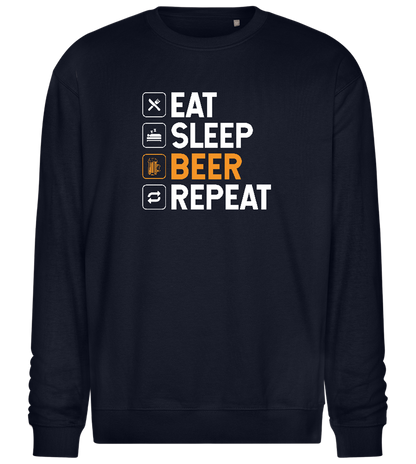 Sleep Beer Repeat Design - Comfort Essential Unisex Sweater_FRENCH NAVY_front