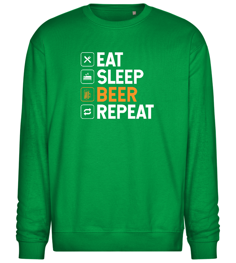 Sleep Beer Repeat Design - Comfort Essential Unisex Sweater_MEADOW GREEN_front