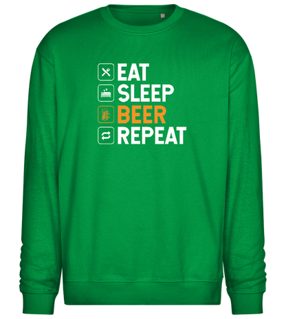 Sleep Beer Repeat Design - Comfort Essential Unisex Sweater_MEADOW GREEN_front